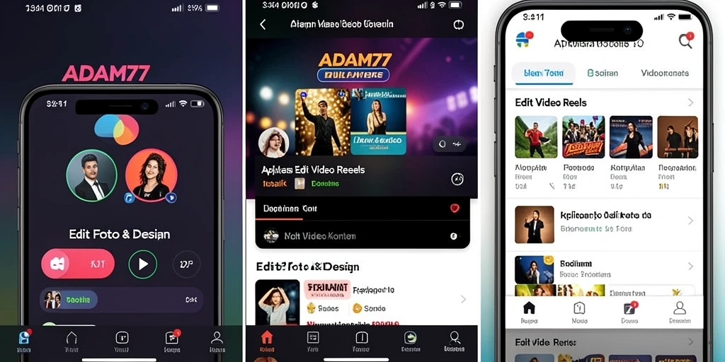 Tampilan antarmuka ADAM77 yang intuitif untuk Edit Video Reels.