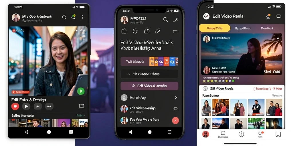 Antarmuka MPO1221 yang intuitif untuk pengeditan video reels.