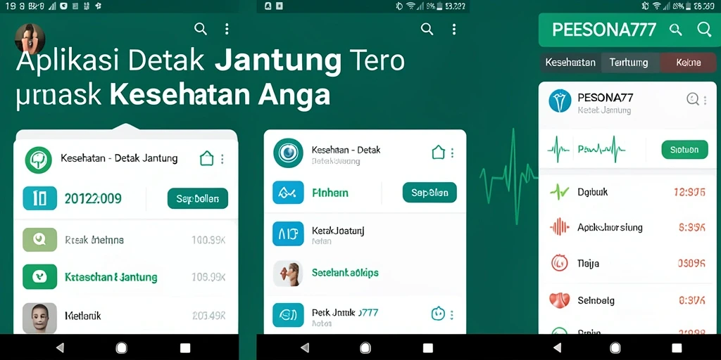 Screenshot utama aplikasi PESONA77 dengan antarmuka detak jantung.